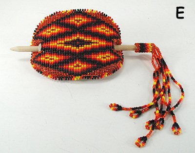 Authentic Lakota Sioux hand beaded leather lined stick barrette