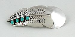Authentic Sterling Silver and turquoise Navajo feather barrette