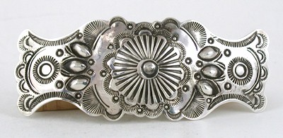 Authentic Native American Sterling Silver barrette by Yaqui silversmith Art Tafoya