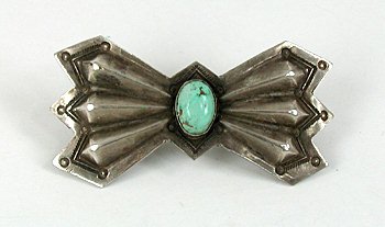 sterling silver Repousse Butterfly Barrette with Turquoise
