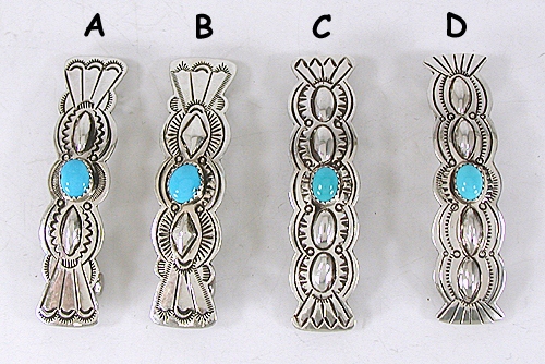 one Stamped Sterling Silver barrette with turquoise stone