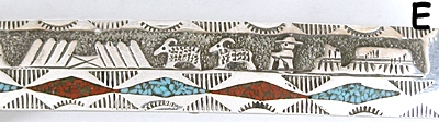 Navajo Sterling Silver Overlay and chip inlay storyteller barrette 
