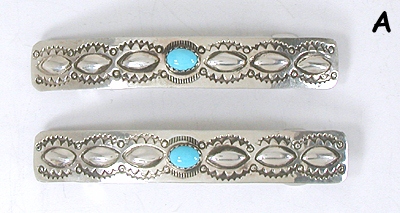 one pair sterling silver with turquoise stone barrettes