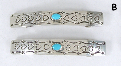 one pair sterling silver with turquoise stone barrettes