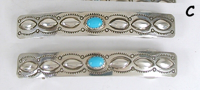 one pair sterling silver with turquoise stone barrettes