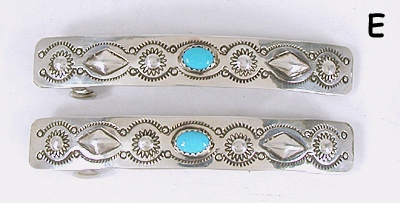 one pair sterling silver with turquoise stone barrettes