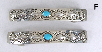 one pair sterling silver with turquoise stone barrettes