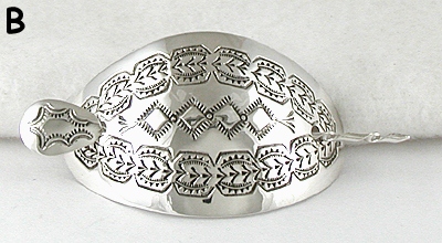 Authentic Native American stamped sterling silver hair stick barrette by Navajo silversmith Jolene Begay