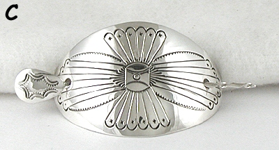 Authentic Native American stamped sterling silver hair stick barrette by Navajo silversmith Jolene Begay