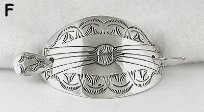 Authentic Native American stamped sterling silver hair stick barrette by Navajo silversmith Jolene Begay