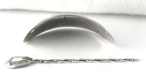 Authentic Native American stamped sterling silver turquoise hair stick barrette by Navajo silversmith Jolene Begay