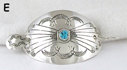 Authentic Native American stamped sterling silver turquoise hair stick barrette by Navajo silversmith Jolene Begay