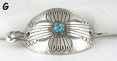 Authentic Native American stamped sterling silver turquoise hair stick barrette by Navajo silversmith Jolene Begay