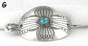 Authentic Native American stamped sterling silver turquoise hair stick barrette by Navajo silversmith Jolene Begay