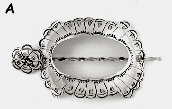 Authentic Native American stamped sterling silver turquoise hair stick barrette by Navajo silversmith Jane Douglas
