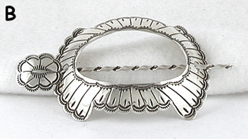 Authentic Native American stamped sterling silver turquoise hair stick barrette by Navajo silversmith Jane Douglas