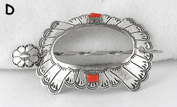 Authentic Native American stamped sterling silver turquoise hair stick barrette by Navajo silversmith Jane Douglas
