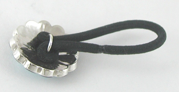 authentic Native American sterling silver and stone inlay Sunface Pony Tailer pony tail band by Zuni artisan Denise Siutza