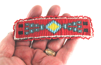 Authentic Native American Hand Beaded Barrette with snap clip by Pine Ridge Lakota artisan  