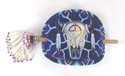 Authentic Native American hand painted Stick Barrette by Pine Ridge Lakota artisan