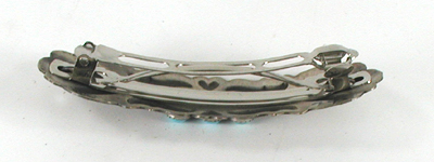 Authentic Native American sterling silver repousse and turquoise barrette by Navajo artisan Tim Yazzie