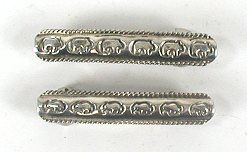 one pair stamped sterling silver Bison barrettes