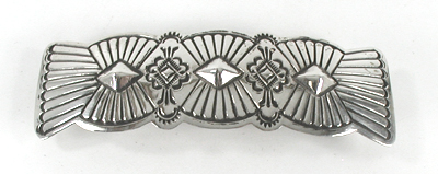 Authentic Native American sterling silver stamped repousse barrette by Navajo artist Arnold Blackgoat