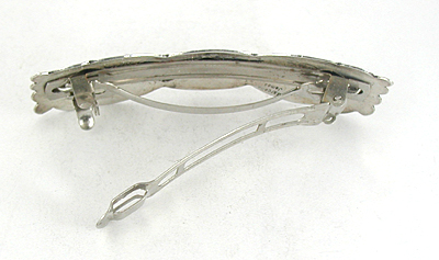 Authentic Native American sterling silver stamped repousse barrette by Navajo artist Marcella James