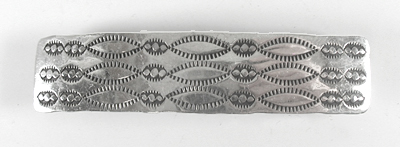 Authentic Native American sterling silver stamped barrette by Navajo artist Arnold Blackgoat