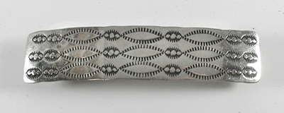 Authentic Native American sterling silver stamped barrette by Navajo artist Arnold Blackgoat