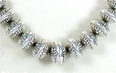 Hand made Native American Indian Jewelry; Navajo Sterling Silver bead necklace