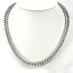Hand made Native American Indian Jewelry; Navajo Sterling Silver bead necklace
