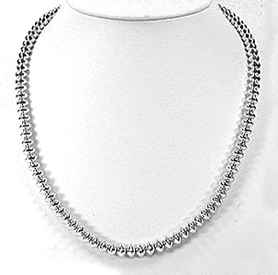 Hand made Native American Indian Jewelry; Navajo Sterling Silver bead necklace