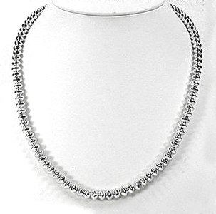 Hand made Native American Indian Jewelry; Navajo Sterling Silver bead necklace