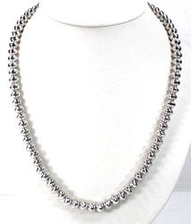 Native American sterling silver bead necklace stamped graduated antiqued satin finish by Navajo artist Jeffrey Nelson