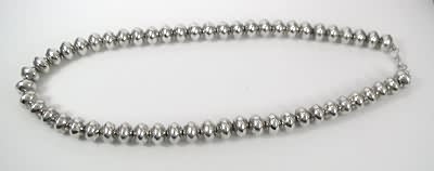 Native American Sterling Silver stamped bead necklace Navajo pearls