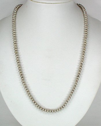 Native American  sterling silver smooth bead necklace