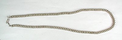 Native American  sterling silver smooth bead necklace