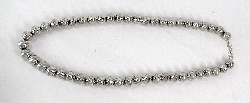 Authentic Native American Sterling Silver stamped bead necklace Navajo pearls by Michelle Jameson