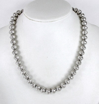 Authentic  Authentic Native American Sterling Silver stamped bead necklace Navajo pearls by Michelle Jameson