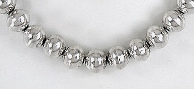 Authentic Native American Sterling Silver stamped bead necklace Navajo pearls by Michelle Jameson