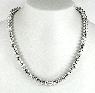 Authentic Native American Hand made Sterling Silver bead necklace by Navajo Jeffrey Nelson