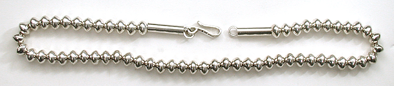 authentic Native American hand made Sterling Silver smooth bead necklace by Navajo silversmith Jacob Utzler