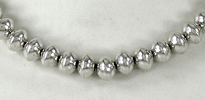 authentic Native American hand made Sterling Silver smooth bead necklace by Navajo silversmith Jacob Utzler