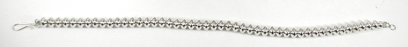 authentic Native American hand made Sterling Silver smooth bead necklace 19 1/2 inch by Navajo silversmith Veltia Haley