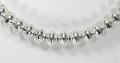 authentic Native American hand made Sterling Silver smooth bead necklace 19 1/2 inch by Navajo silversmith Veltia Haley