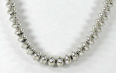 authentic Native American handmade Sterling Silver smooth bead necklace 28 1/2 inch by Navajo silversmith Jeff Nelson