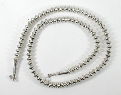 authentic Native American handmade Sterling Silver smooth bead necklace 28 1/2 inch by Navajo silversmith Jeff Nelson