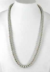 authentic Native American handmade Sterling Silver Navajo Pearls smooth bead necklace 28 1/2 inch by Navajo silversmith Jeff Nelson
