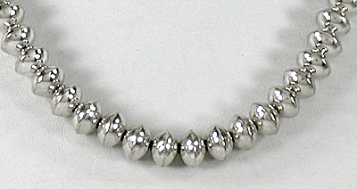 authentic Native American handmade Sterling Silver smooth bead necklace 24 inch by Navajo silversmith Jeff Nelson